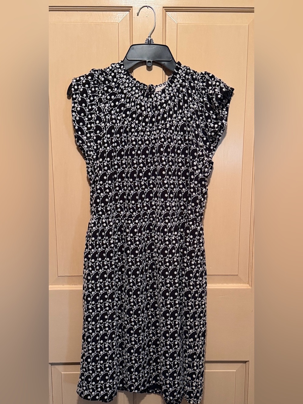 LOFT Black and White Printed Midi Dress